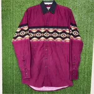Cumberland Outfitters Western Aztec Pearl Snap Button Up Men’s Size Medium C26
